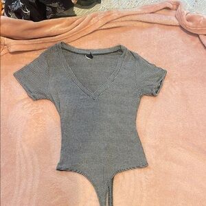 Chic Black and White V-Neck Bodysuit